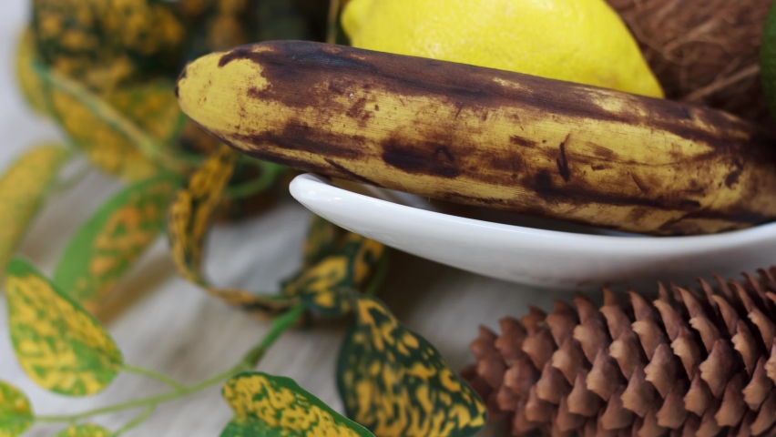 Close up view of fresh ripe banana on the table.