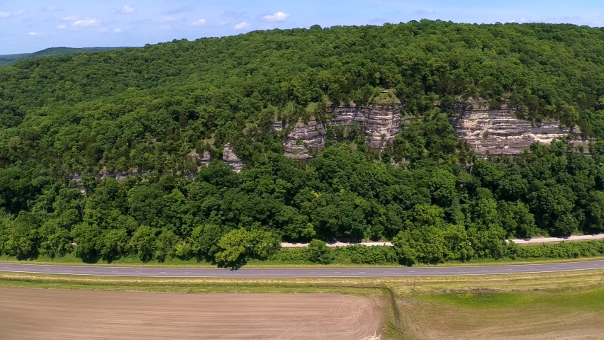 Towering Bluff and Road Drone Fly-by
