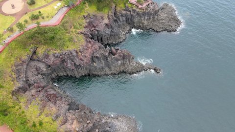 4K Top-down Aerial View of Jusangjeollidae cliffs, Jeju Volcanic Island
One of the most fantastic cases of columnar basalt such as the Giant's Causeway.