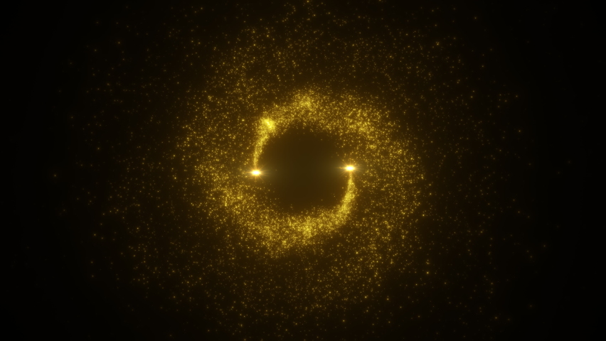 Bright flying sparks of particles, spinning in a circle, follow the flashing star. | Shutterstock HD Video #1063544149