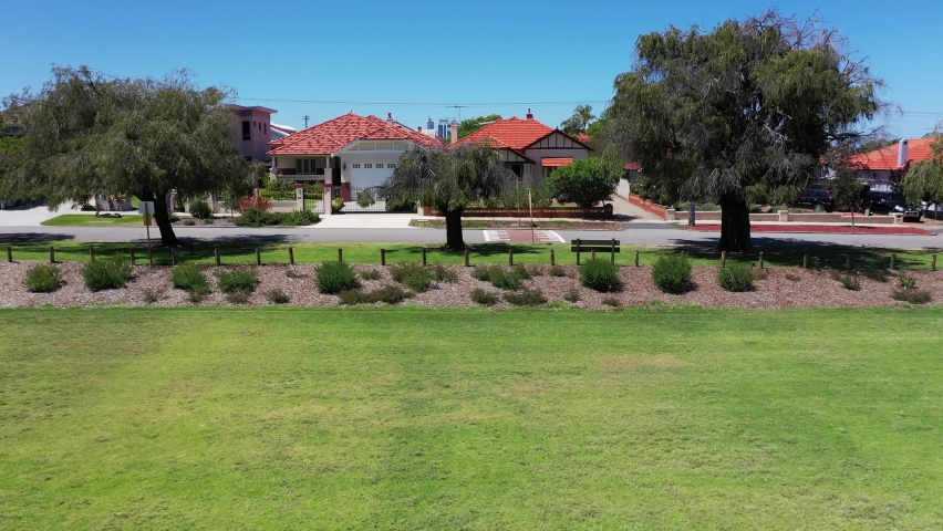 Aerial urban suburban cityscape in Perth Western Australia