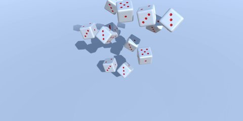 White and red rolling dice