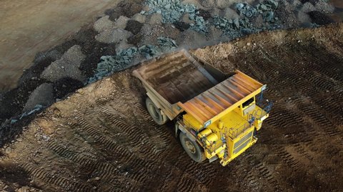 giant huge quarry trucks mining quarries aerial videography quarry