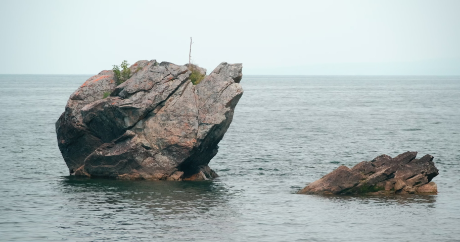 Rocks in the water in the middle of the lake