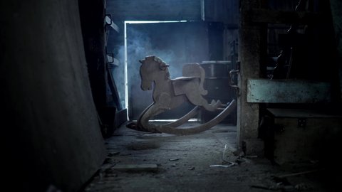 Rocking Horse In Haunted House, Cinematic Scary Halloween Scene