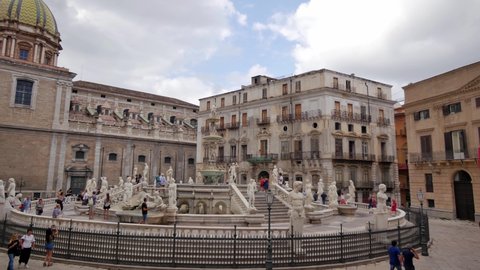 Details of Pretoria Fountain in Palermo, Sicily