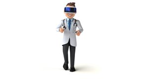 Fun 3D cartoon doctor with a VR helmet