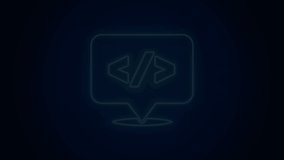 Glowing neon line Web design and front end development icon isolated on black background. 4K Video motion graphic animation.