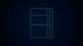 Glowing neon line Sketchbook or album icon isolated on black background. 4K Video motion graphic animation.