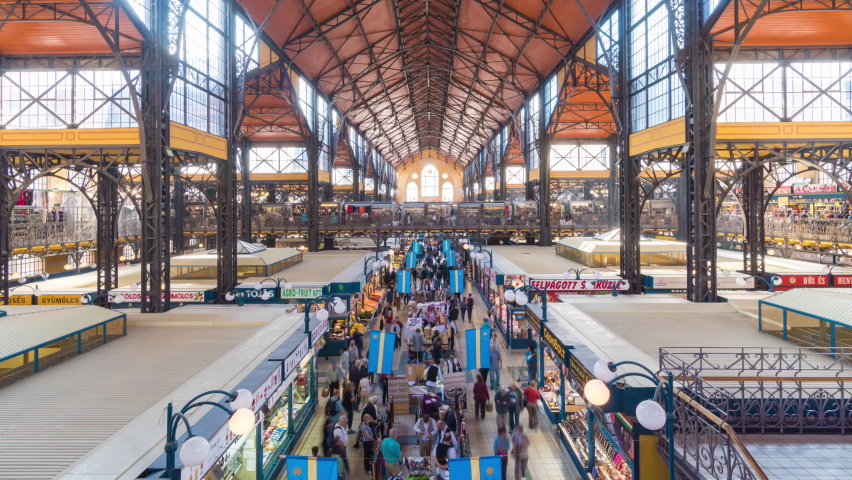 Time-lapse of Central Market Hall in Budapest, Hungary