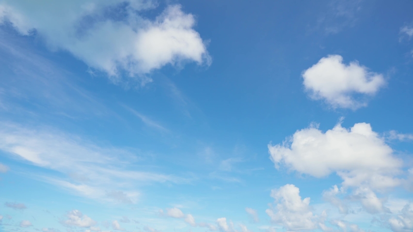 Clear sunny sky and fast passing clouds. Time lapse beautiful clouds against blue sky. Royalty-Free Stock Footage #1063591834