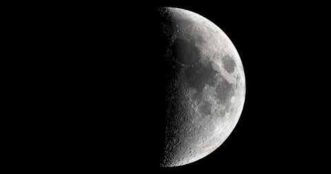 High resolution time lapse video showing the phases of the moon from new moon to full moon.