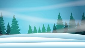 happy merry christmas card with fox and rabbit in pine tree ,4k video animation