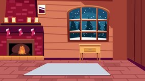happy merry christmas card with santa claus in the home ,4k video animation