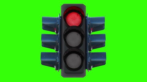 New traffic lights with changing color lamps on chromakey