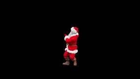 Merry christmas and happy new year, 3d rendering, santa claus Dancing, Animation Loop  composition 3d mapping cartoon, Included in the end of the clip with Alpha matte.