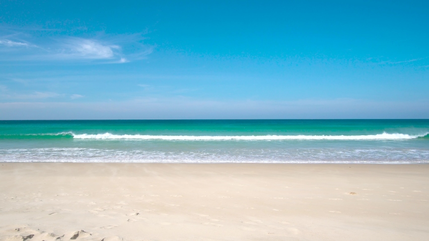 After Covid-19. Phuket beach sea. Scene of landscape views beach sea sand in summer day, Phuket Thailand travel trip. beach sea space area. At Karon beach, Phuket, Thailand. Nature and travel concept. Royalty-Free Stock Footage #1063616176