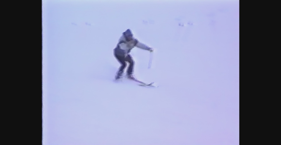 DOLOMITES, ITALY 3 JANUARY 1988: Ski school in mountain
