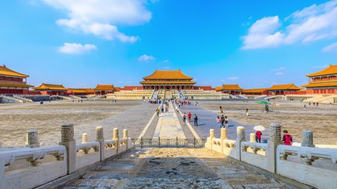 Beijing,China - September 24,2020:Tourists are visiting the Forbidden City.The Forbidden City is the imperial palace of the Ming and Qing Dynasties in China,It is a world cultural heritage.