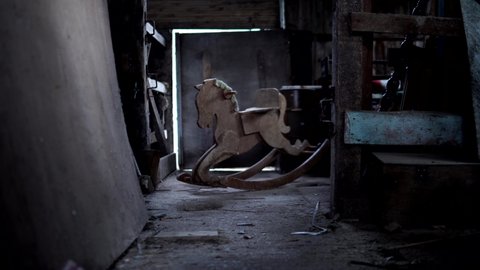 Rocking Horse In Haunted House, Cinematic Scary Halloween Scene