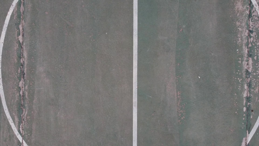 Aerial view of basketball court without players in public park