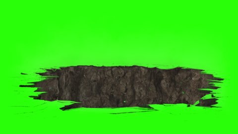 Ground Destruction Effects with Dust on Green Screen Background for Visual Effect