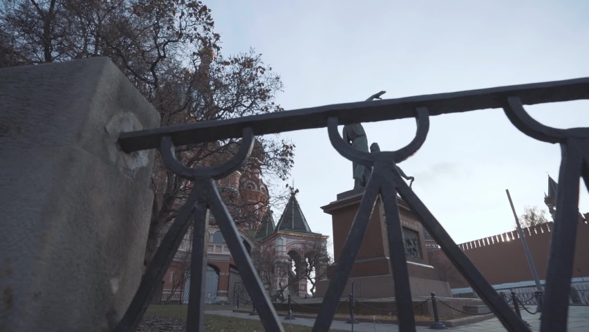 camera movement through the fence near St. Basil