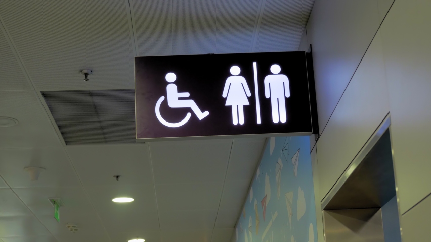 Sign. pointer. toilet or WC. Signboard handicap… - Royalty Free Video