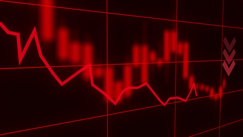 Candles of the stock market, price falls. Falling prices of securities. Loss of assets in equities stock. Decreasing trend showing unsuccessful performance and losses failure due to economic crisis | Shutterstock HD Video #1063669480