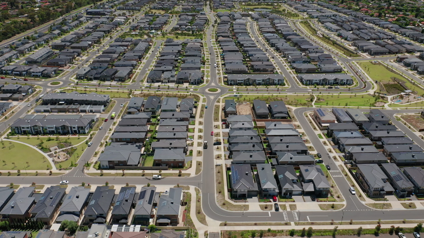 Aerial video of contemporary houses in Melbourne of Australia
