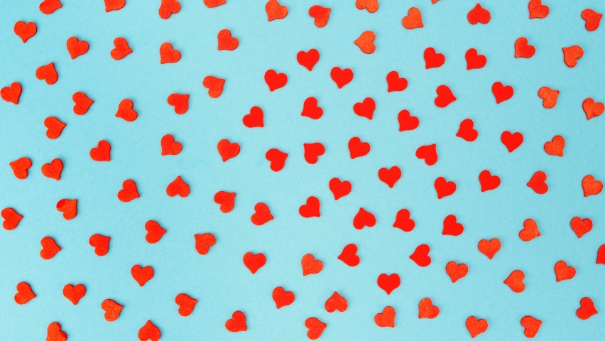 Valentine's day background with red hearts. Top view Royalty-Free Stock Footage #1063670329