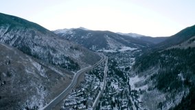 4k Aerial Drone Footage - Snow covered mountains of Vail, Colorado