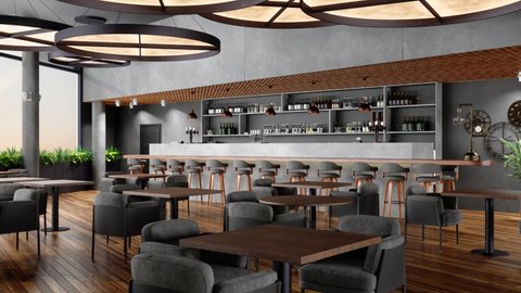 3d Rendering of Luxury Bar And Piano Lounge