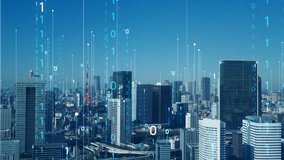 Smart city and communication network concept. Digital transformation. IoT (Internet of Things). ICT (Information Communication Technology). - Powered by Shutterstock - Get 15% off with code: PIKWIZARD15