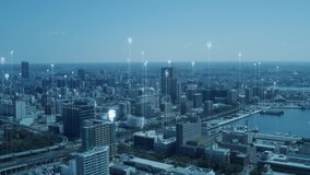 Smart city and communication network concept. Digital transformation. IoT (Internet of Things). ICT (Information Communication Technology). - Powered by Shutterstock - Get 15% off with code: PIKWIZARD15