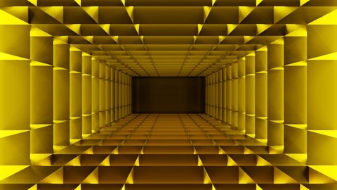 Abstract neon light corridor, concept Golden matrix box design. Looping 4K video