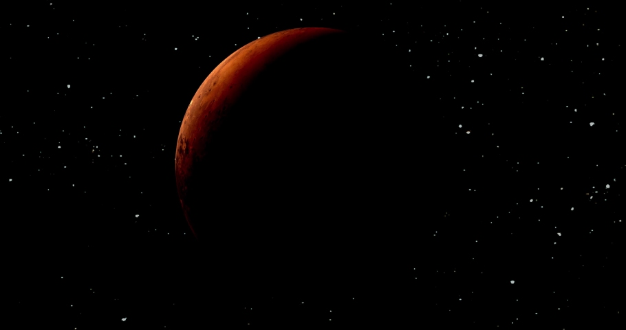 Spinning planet mars with stars background. Planet mars sun rise isolate on dark. front view of Mars planet from space. full 3d view of Mars 4k resolution. | Shutterstock HD Video #1063705972