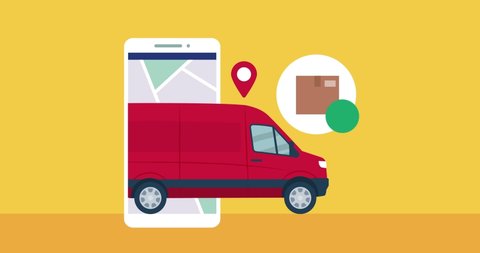 Online shopping and delivery app: purchase order on smartphone, tracking and express delivery
