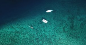 Aerial view of a boat near Huraa, North Male Atoll, Maldives, Indian Ocean . High quality 4k footage