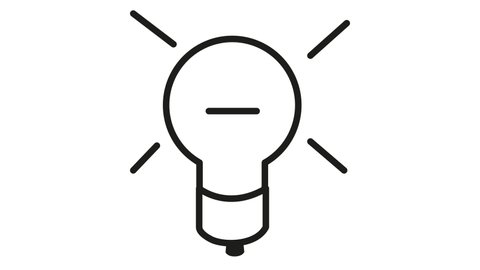 Animated light bulb on a white background. Line icon with a drawing of an idea or a light source. Stock 4k video about the startup, promotion, ingenious thoughts, and suggestions. 