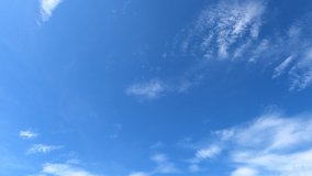 cumulus cloudscape moving on beautiful bright sunny clear blue sky background in tropical summer sunlight n sunray at sunny day. 4k b-roll TimeLapse.