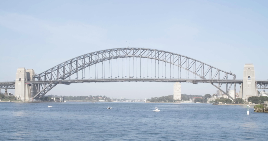 Picturesque Landscape Of Sydney Harbour Bridge Across Sydney Harbour In Sydney, New South Wales, Australia. - wide shot