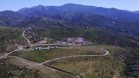 Aerial View Of Moria Refugee Camp In Lesbos Island Near Mytilene In Greece - orbiting drone shot