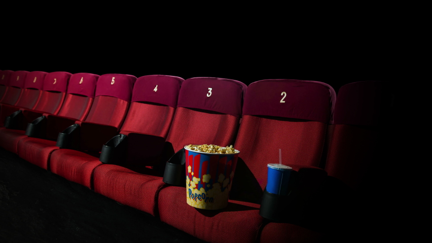 movie teather seats animation with film beginning on screen Royalty-Free Stock Footage #1063759975