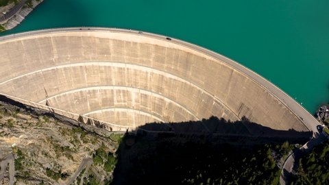 An aerial view over Cancano Dam in Sondrio, Italy