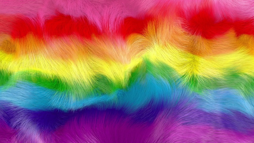 Rainbow faux fur background, 3D generated gently waving soft texture, rainbow stripes. Royalty-Free Stock Footage #1063783090