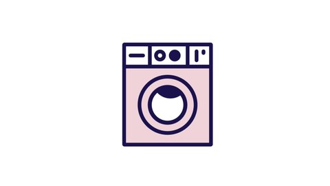 Washing Machine Animated Line Icon Design. 4k Animated Technology