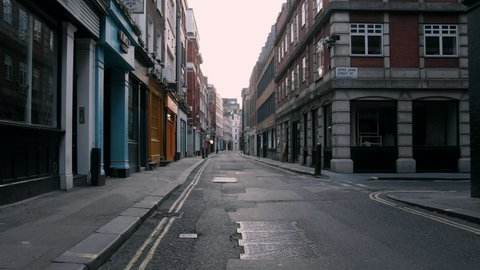 Empty street and closed shops  in London during lockdown