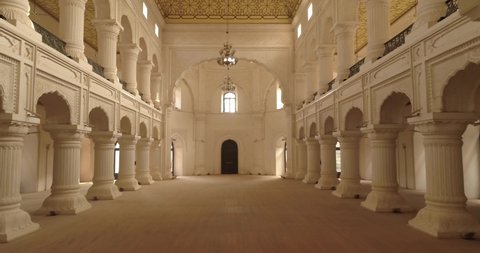 Kapurthala, Punjab - 10-12-2019: Interior hallways of  Jagatjit palace made by last ruler of Kapurthala.French Indo-Saracenic architecture used in historical jagatjit palace. Punjab tourism attraction