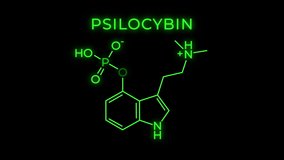 Psilocybin Molecular Structure Symbol Neon Animation on black background - Powered by Shutterstock - Get 15% off with code: PIKWIZARD15